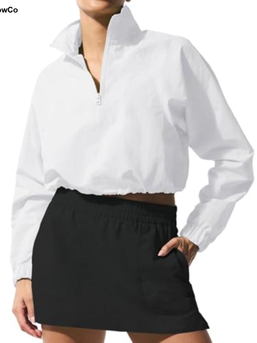 Women's Lightweight Quarter Zip Cropped Pullover Athletic Workout Top